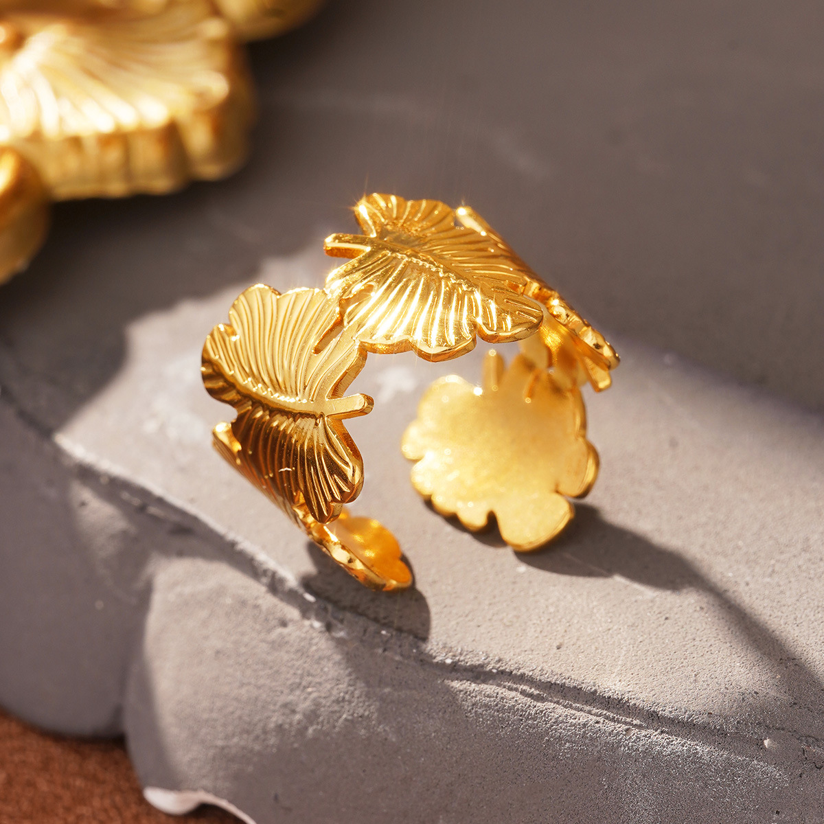 Cross-border European and American fashion golden titanium steel geometric opening adjustable ring, a niche and high-end stainless steel ring pic 42