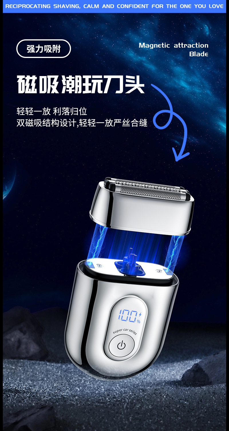 Electric shaver Type-C rechargeable reciprocating 3-head razor Portable household mini beard knife wholesale pic 8
