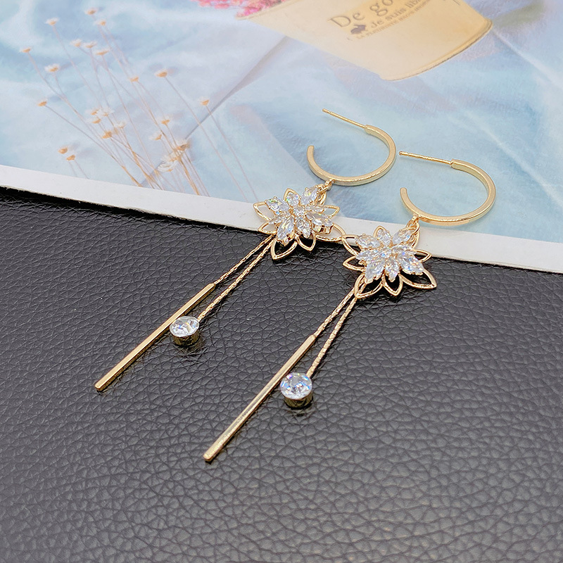 水晶花朵流苏耳环女纯银小众设计感高级冷性风2023新款爆款耳饰品详情4