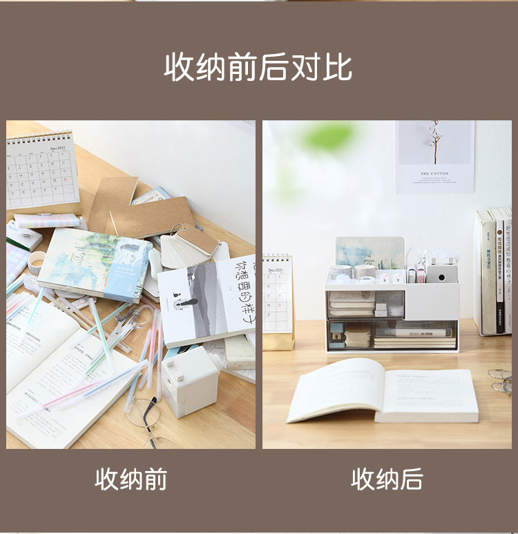 Aiyuhui escritorio caja de almacenamiento cosmético anti-polvo acrílico cajón multi-ge escritorio estudiante smiscellany organizer caja pic 12
