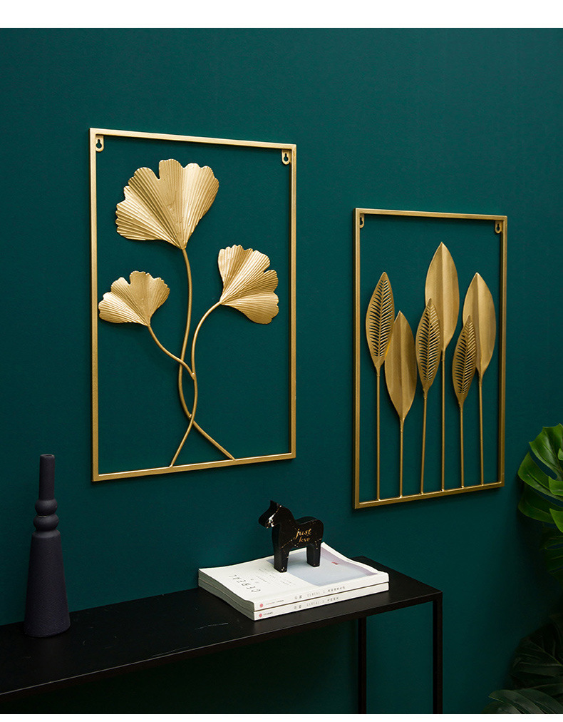 工厂批发现代墙面金属铁艺叶子壁挂电视机沙发背景墙玄关墙壁挂件详情6