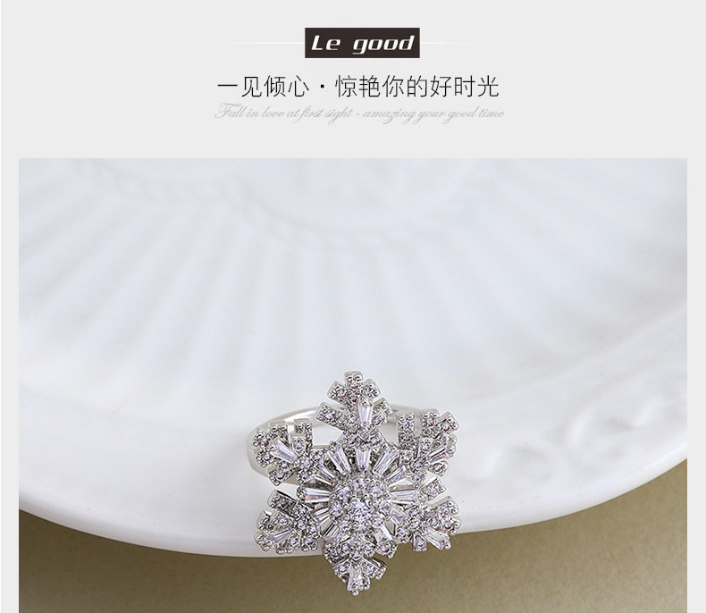雪花戒指可旋转轻奢水晶夸张小众时尚气质个性开口食指戒女日韩详情1