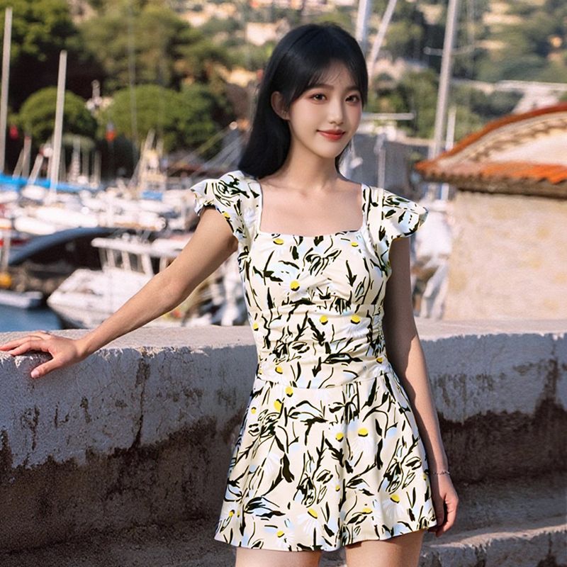 Summer 2026 Floral swimsuit for women, high-end, conservative, cover-up one-piece dress style seaside vacation hot spring swimsuit 107059 pic 6