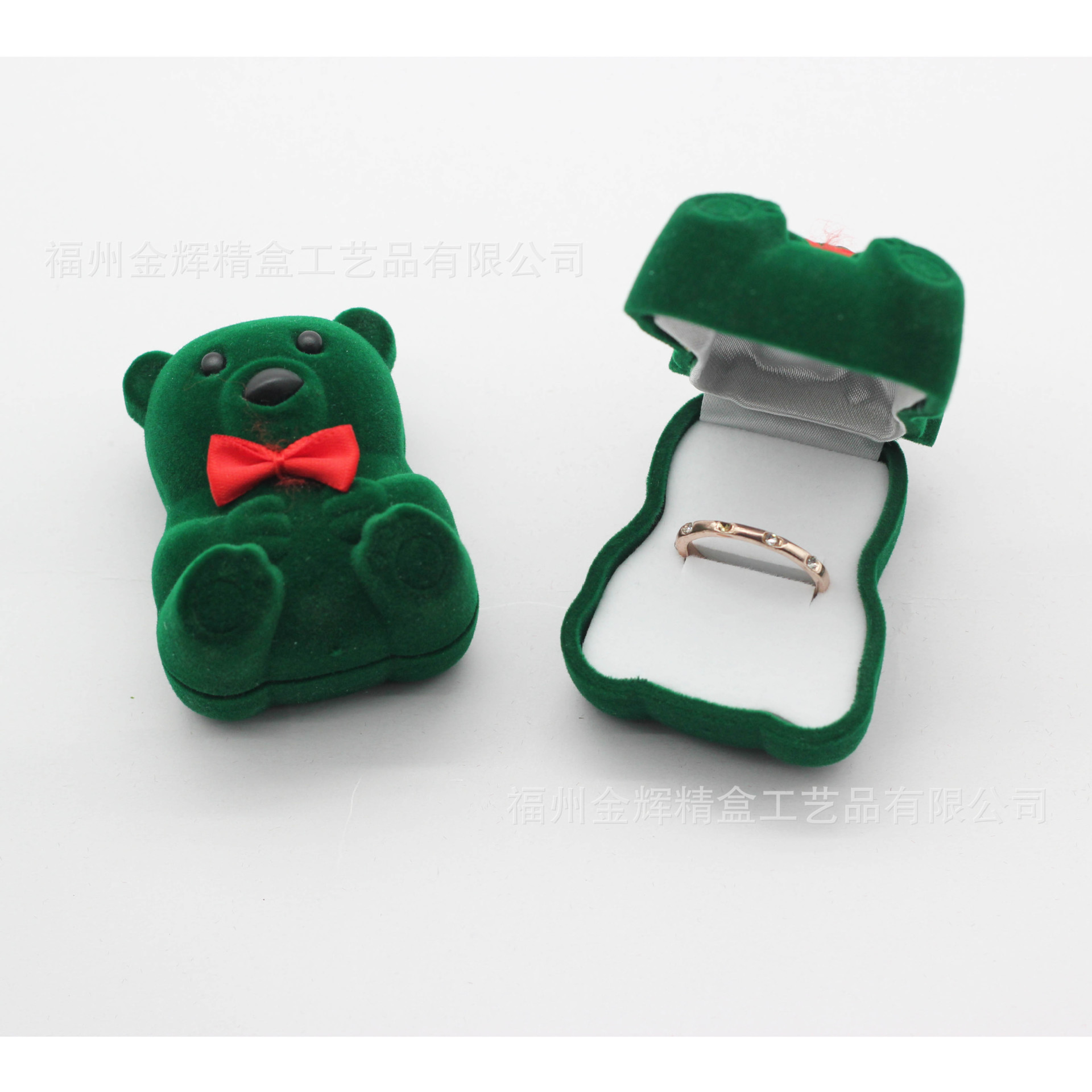 Cute plastic cartoon plush bear ring, pendant, stud and jewelry box in stock pic 9