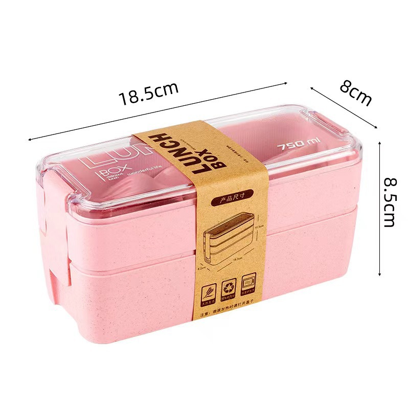 Japanese-style double-layer lunch box with tableware, large-capacity InS-style fresh-keeping box, portable lunch box, can be labeled for cross-border consignment pic 16