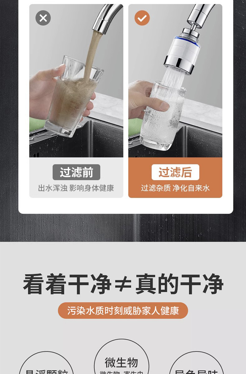 厨房洗菜盆水龙头过滤器嘴自来水防溅神器延伸万能净化净水器家用详情5