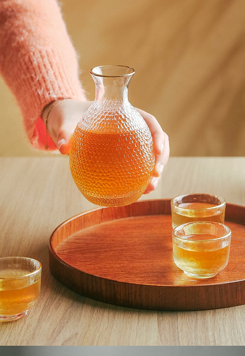 日式锤纹酒杯酒具清酒壶清酒杯玻璃小酒杯家用白酒杯温酒壶套装详情15