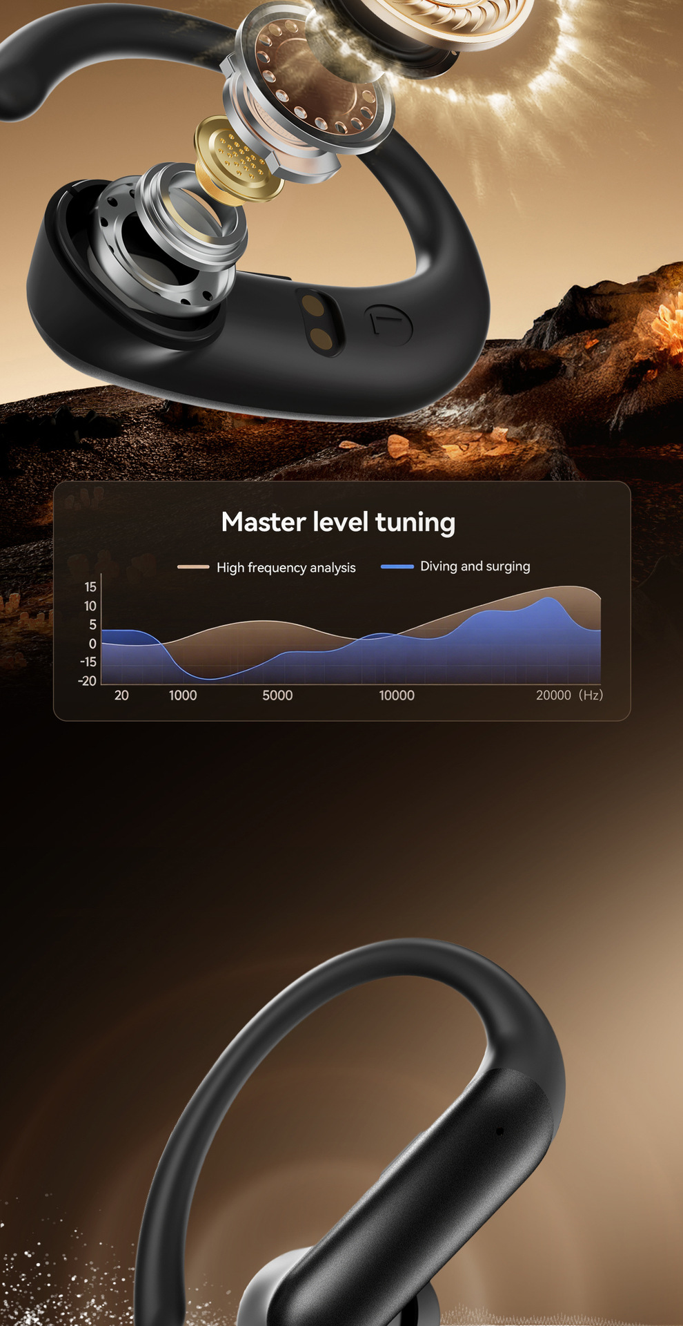 New smart cross-border model M145 ear-hanging OWS semi-in-ear open Bluetooth headphones with dual digital display private mold pic 9