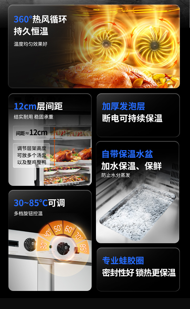 Hotel banquet insulated food delivery truck, stainless steel mobile insulated food truck, double-door constant temperature heating commercial pic 3