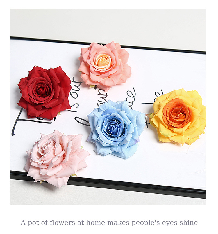 10cm角玫花头仿真花渐变多色ins风手工DIY配件手腕花胸花蛋糕装饰详情11