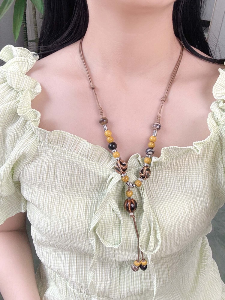 文创景德镇陶瓷项链蝴蝶跨境饰品批发国风文艺新中式手工编织项饰详情5