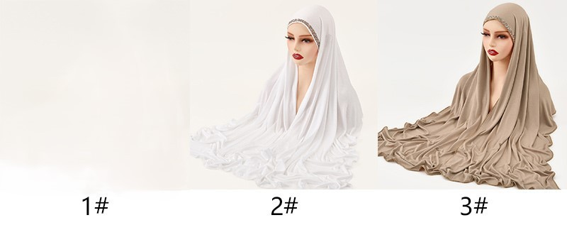 A new best-selling solid-color embossed diamond and lustrous cotton headscarf for foreign trade, a soft, fashionable and trendy headscarf for women with ethnic style pic 3