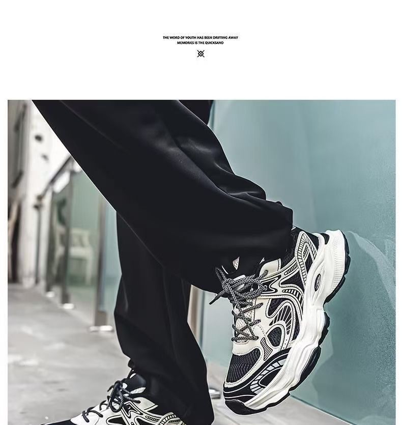 2025春季男鞋新款透气网面鞋子男潮流百搭厚底运动休闲老爹潮鞋详情2