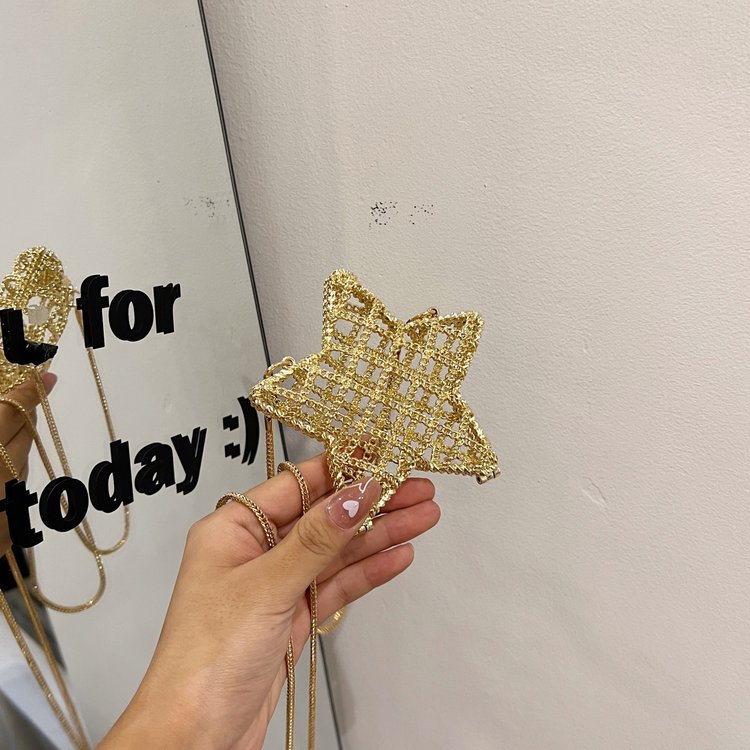 跨境2024夏新款小香风镂空金属星星包晚宴包单肩斜挎气质链条女包详情163