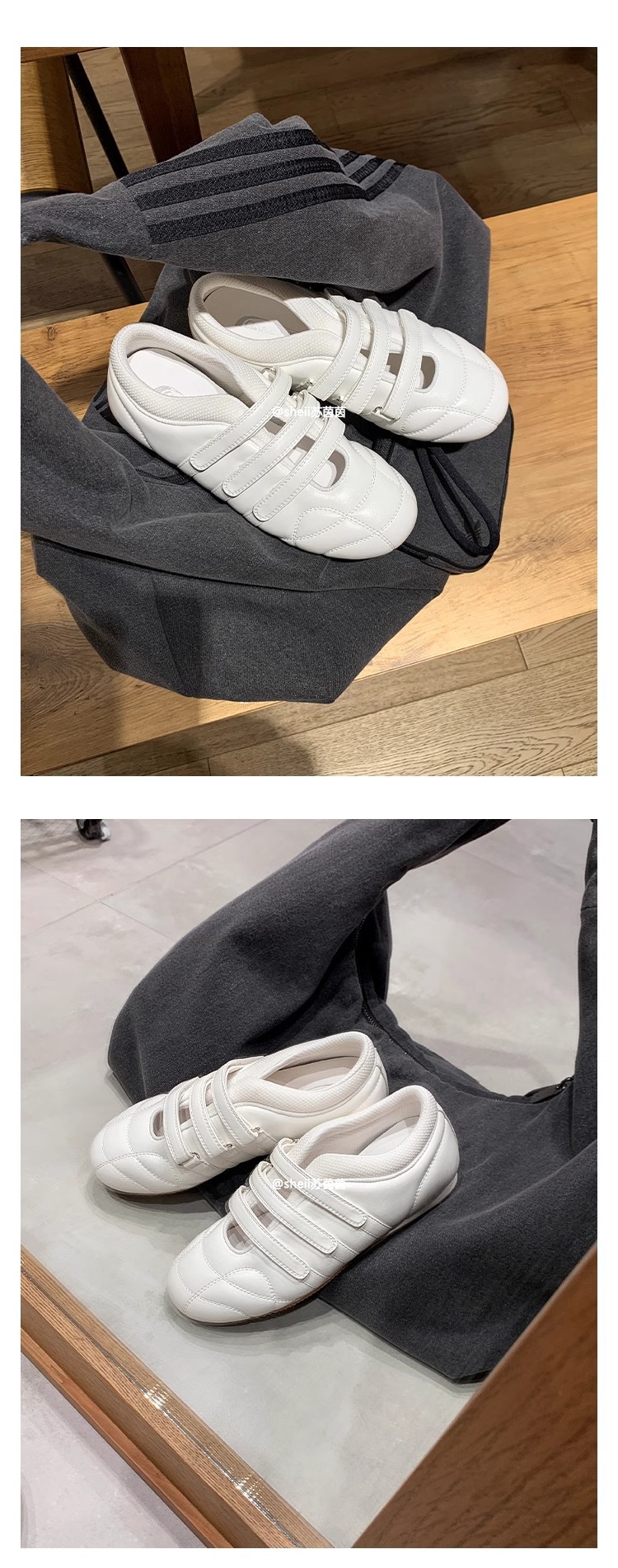 牛皮版~韩国小众魔术贴德训鞋女春秋新款休闲保龄球芭蕾舞单鞋详情9