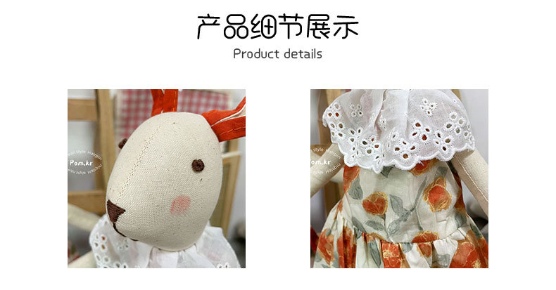 新款韩版棉麻手工穿衣兔兔玩偶儿童安抚玩具生日礼物居家摆件娃娃详情5