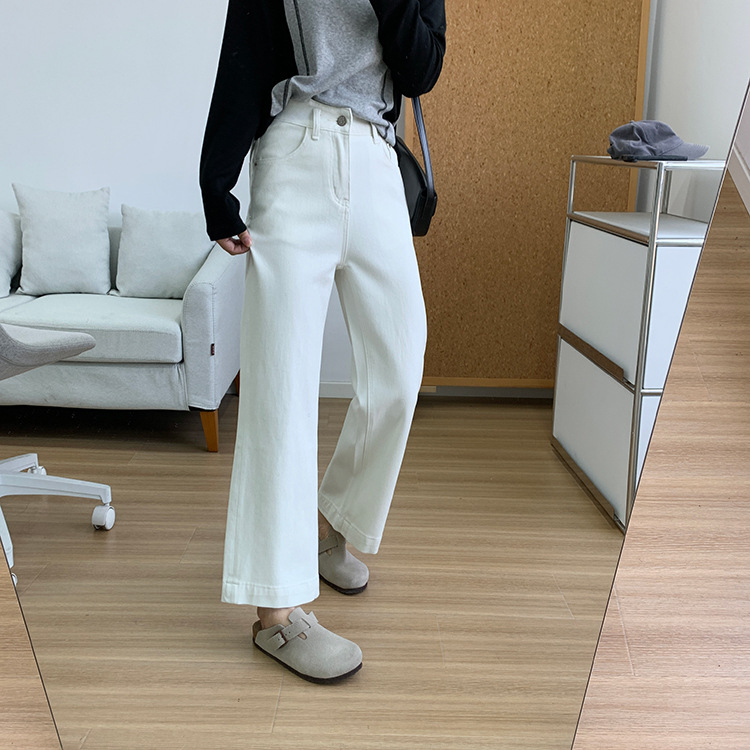 Slimming pants! Early spring light blue four-sided stretch straight-leg jeans for women 2025, high-waisted and petite 9-inch pants pic 34