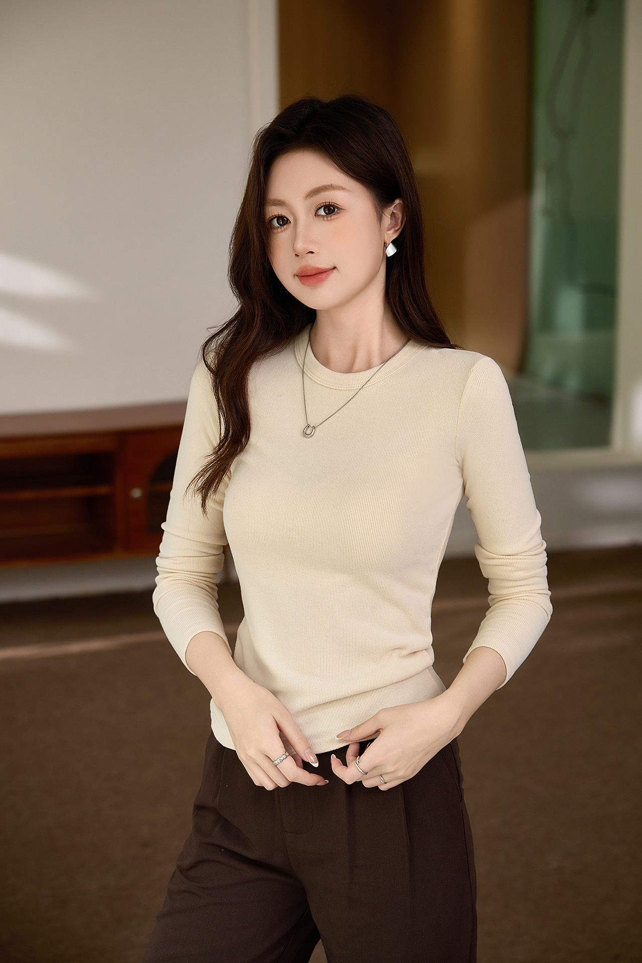 #双面磨毛# 精品慕斯羊绒软糯T恤女长袖2025秋冬新款内搭打底衫详情35