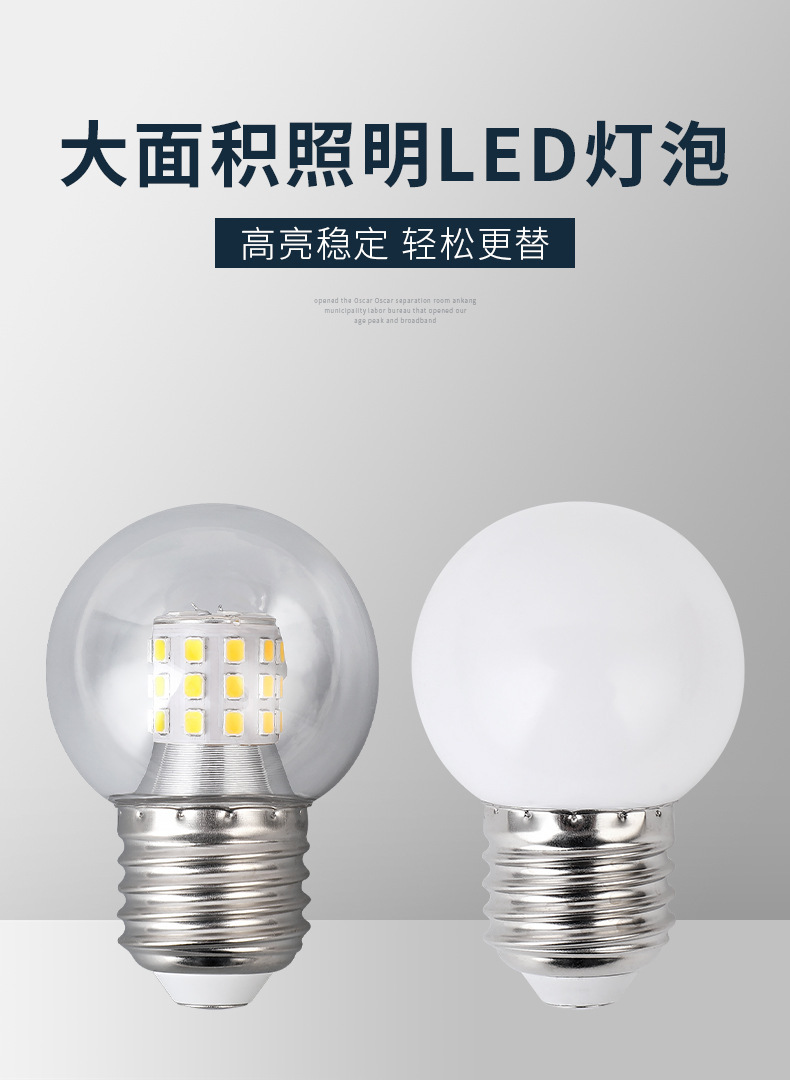 LED高亮超短灯泡G45魔豆球泡E27恒流无频闪蘑菇灯泡110V-220V可用详情2