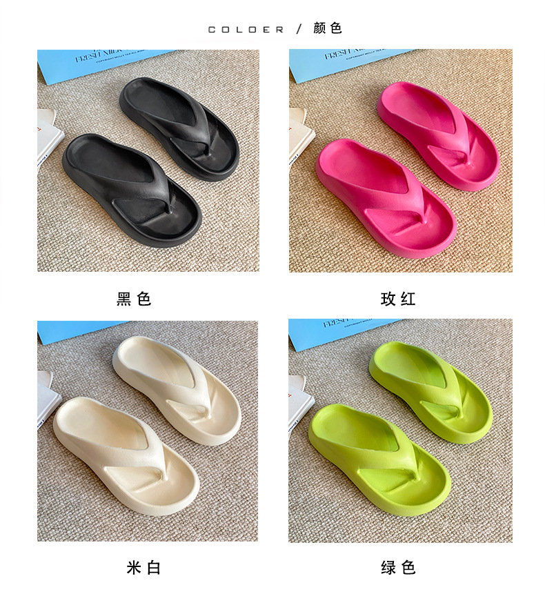Ladies can wear the new thick-soled anti-slip beach flip-flops with sponge soles for the seaside in summer pic 3