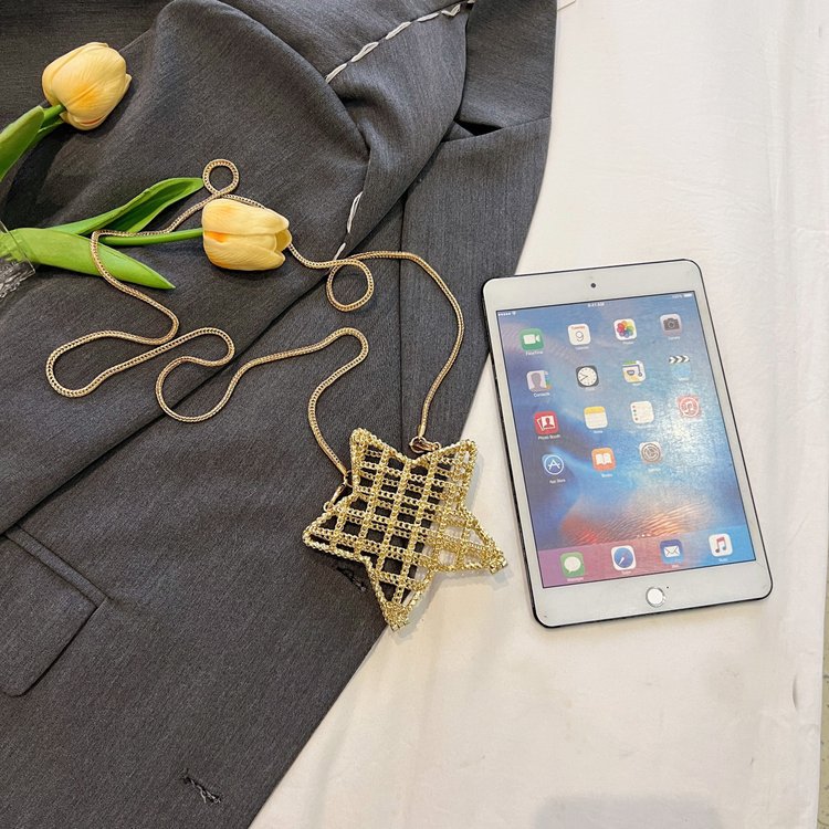 跨境2024夏新款小香风镂空金属星星包晚宴包单肩斜挎气质链条女包详情152