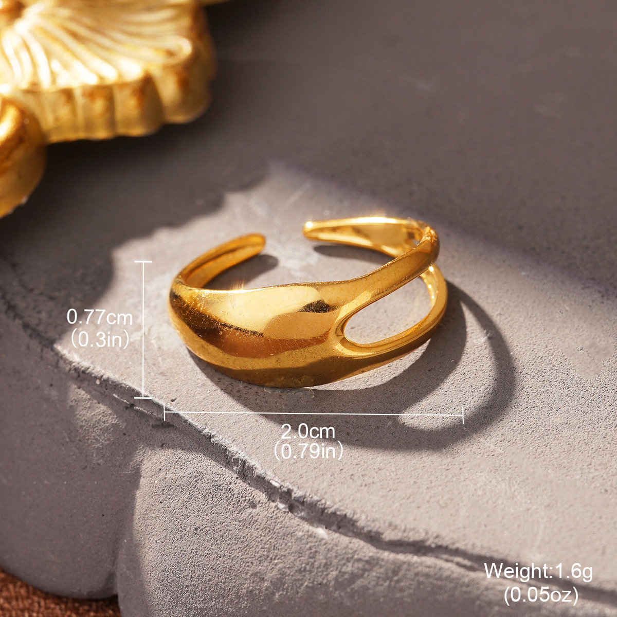 Cross-border European and American fashion golden titanium steel geometric opening adjustable ring, a niche and high-end stainless steel ring pic 45