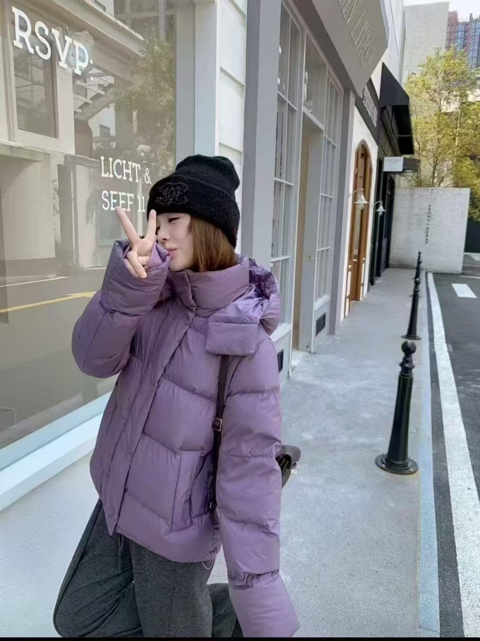 lulu同款泡芙五格杜邦三防可溯源90白鸭绒羽绒服女短款防寒面包服详情27