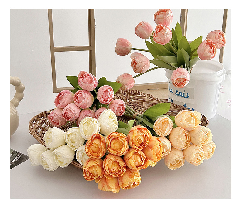 9头焦边郁金香仿真花郁金香手捧花束家居婚庆装饰花客厅餐厅摆件详情10