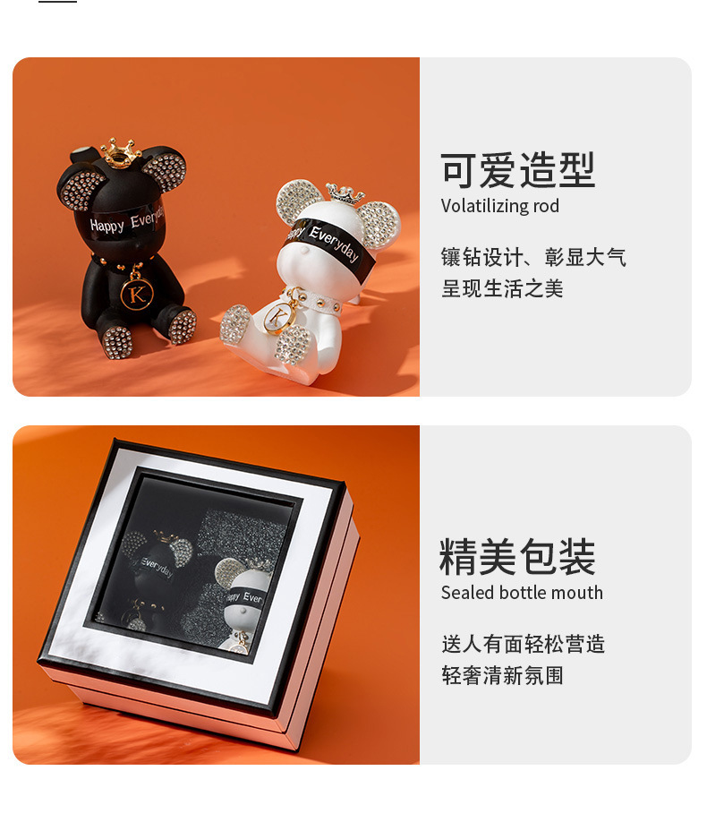 香薰香水摆件扩香石空调出风口车载ins车载香水可爱汽车暴力熊详情7
