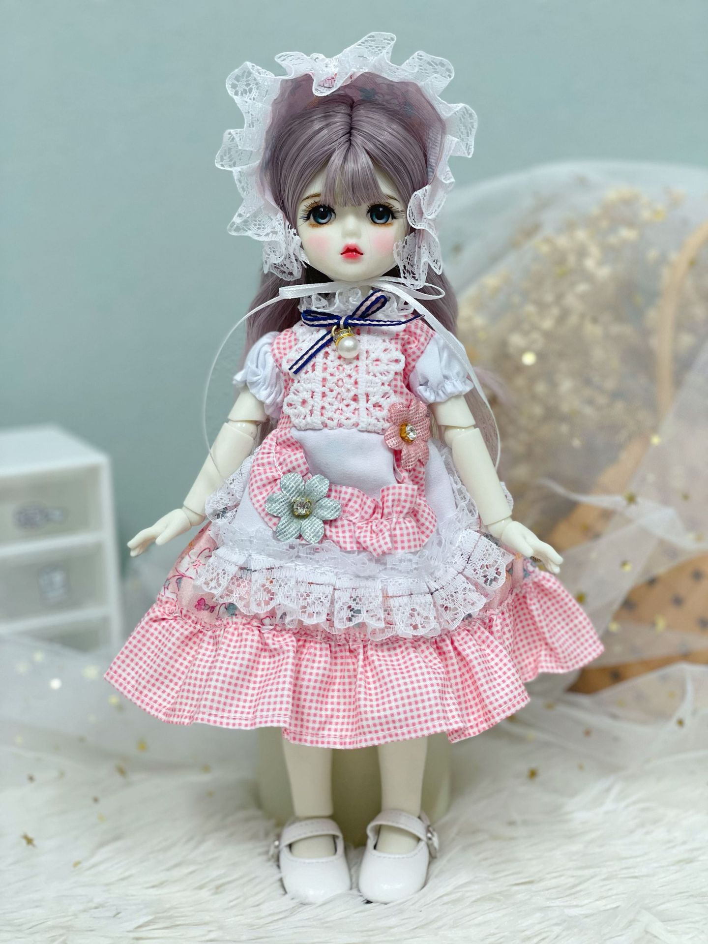 6 points bjd doll dress-up clothes, 30 cm doll set dress, autumn and winter outfits, Lolita jk maid dress pic 9