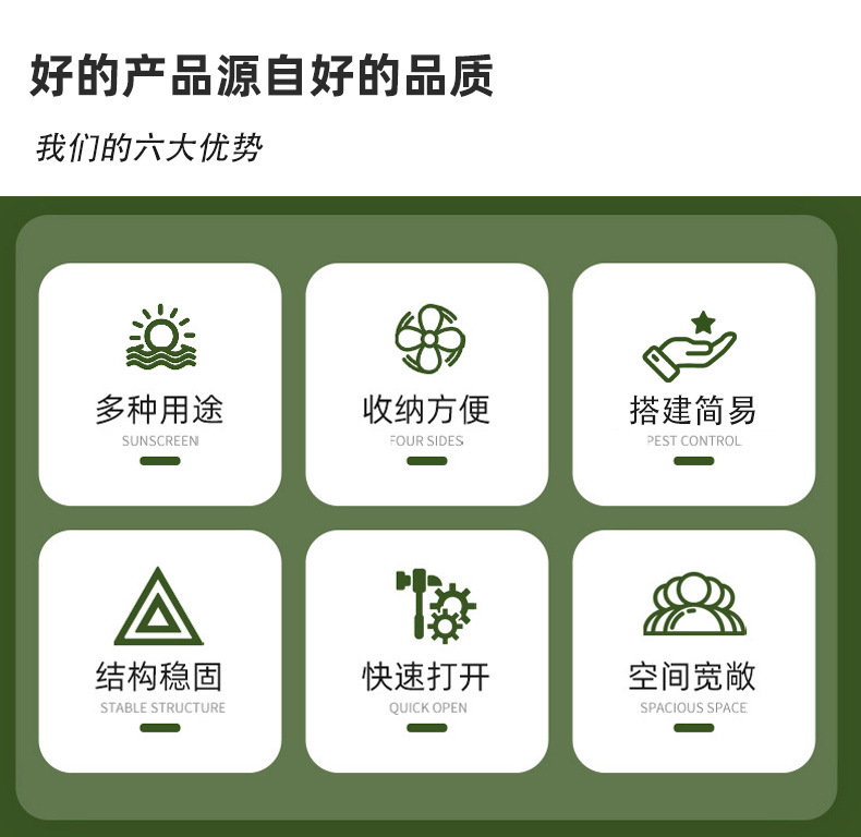 天幕帐篷户外露营遮阳六角黑胶涂银加厚幕布防日晒凉棚野餐装备详情2