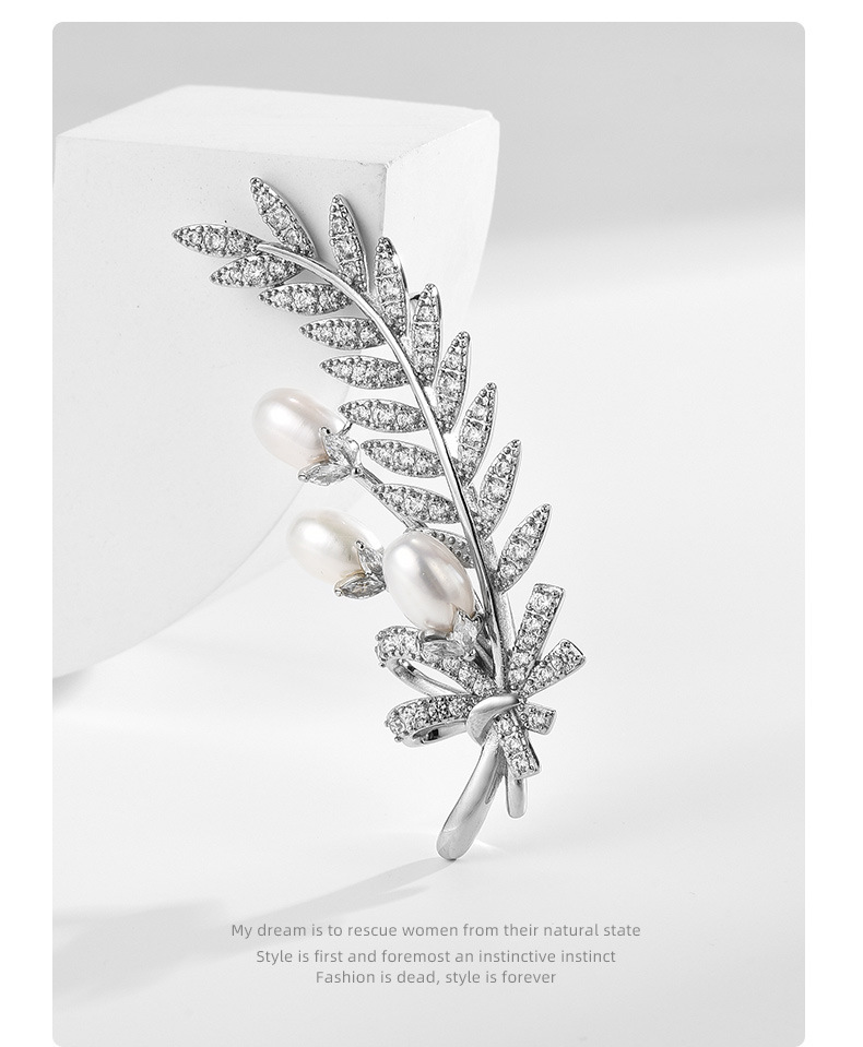 高档奢华天然淡水珍珠麦穗胸针设计感轻奢别针配饰气质高档胸花详情13