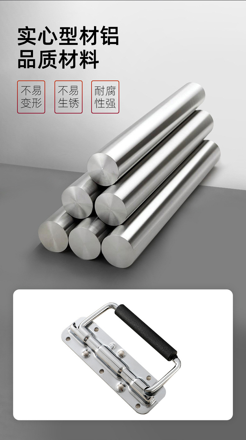 304不锈钢弹簧拉手工具铝箱提手折叠工业提手航空箱配件活动把手详情4