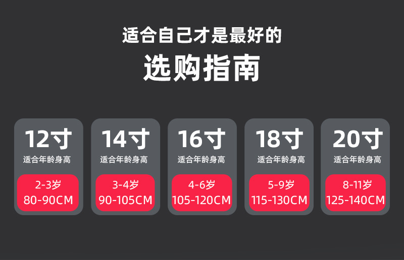 儿童自行车3岁男女孩宝宝脚踏车2-4-6岁小孩童车12寸14寸单车厂家详情13