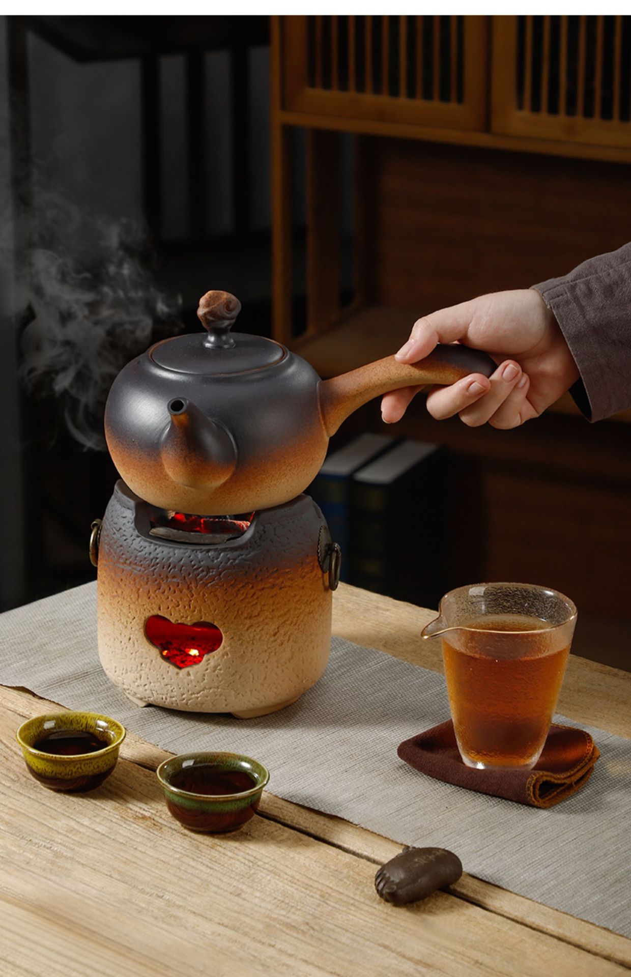 围炉煮茶室内家用器具全套烧烤炉烤火炉子碳炉陶土炭炉烤茶套装详情19