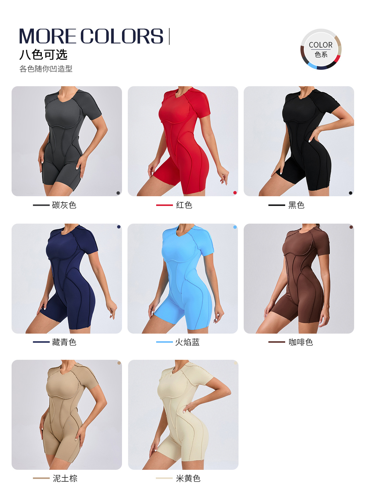 European and American three-dimensional aesthetic sports one-piece yoga suit, one-piece tight short-sleeved backless one-piece fitness suit 50310 pic 3
