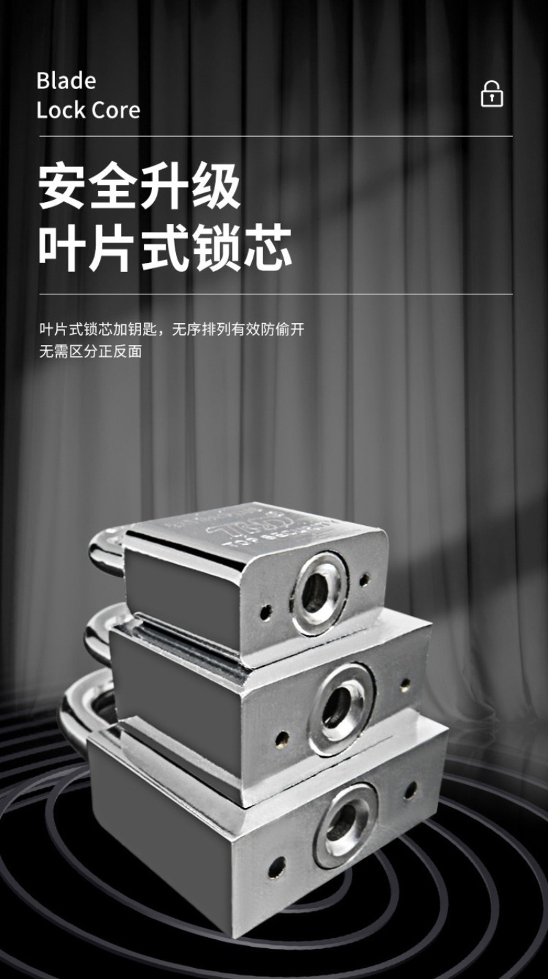 Factory direct sales of Tianhuada 30/60mm square long and short beam small padlock, imitation stainless steel blade lock, single opening pic 4