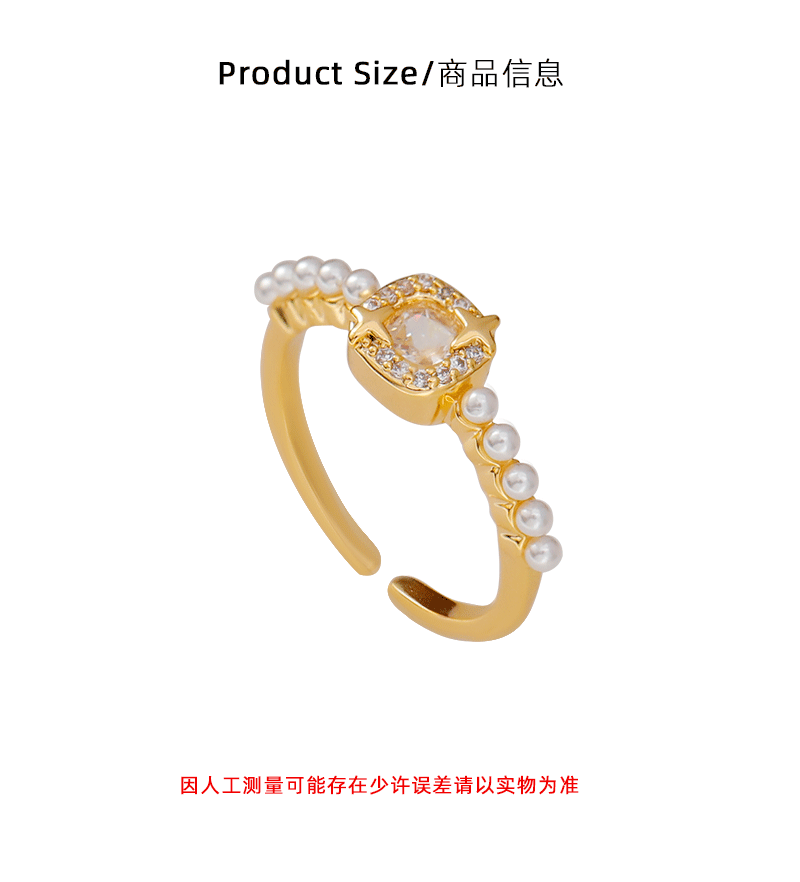 Hyacinth nicho diseño temperamento perla zirconia anillo mujer luz lujo sensación alta apertura ajustable anillo de dedo índice con adornos pic 3
