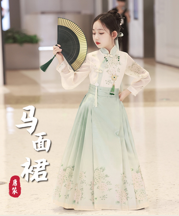 国潮女童春秋马面裙套装2025新款夏季儿童国风新中式上衣夏装古风汉服详情1