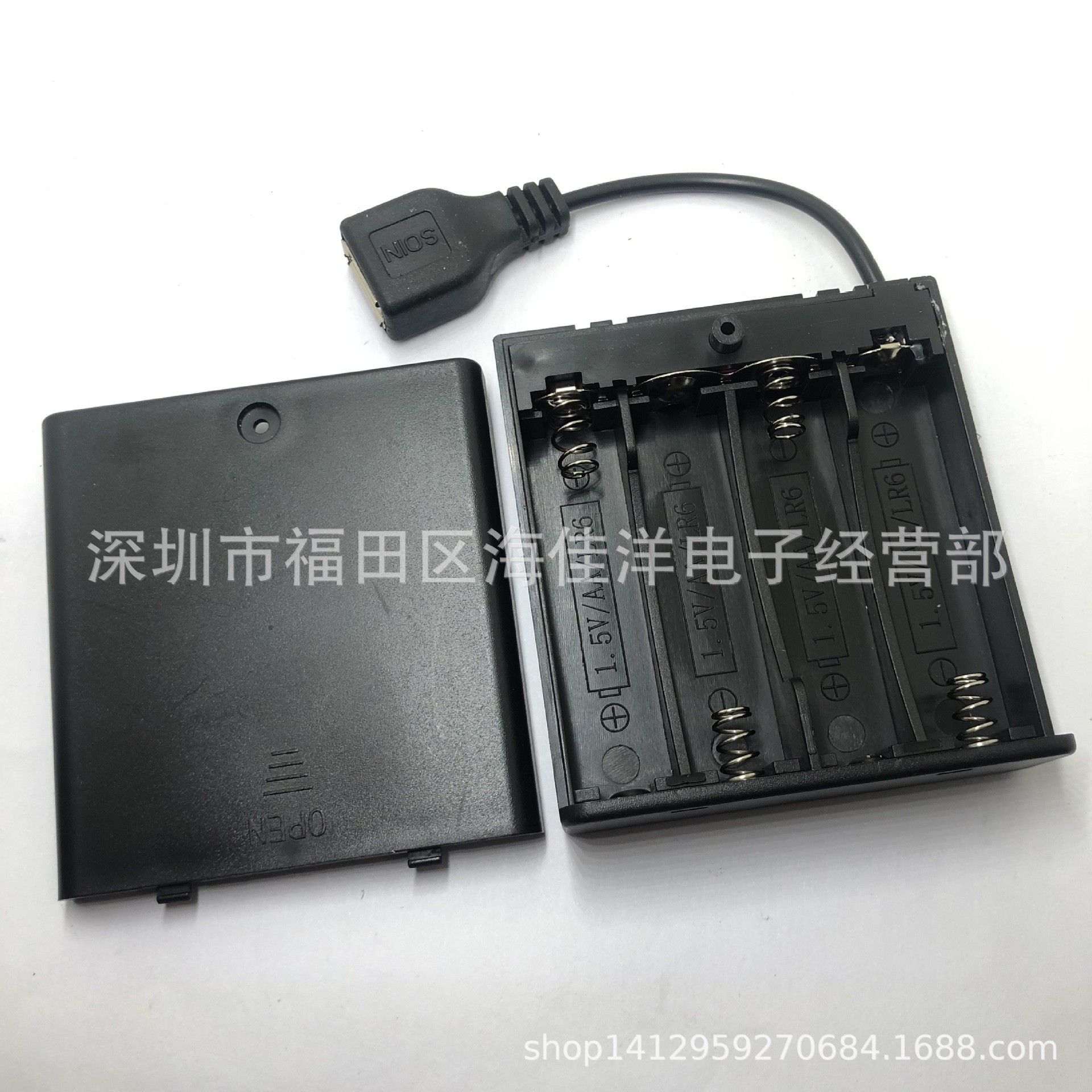 5号4节带盖带开关USB电池盒 4AA to USB电池盒6V 五号四节带盖详情3