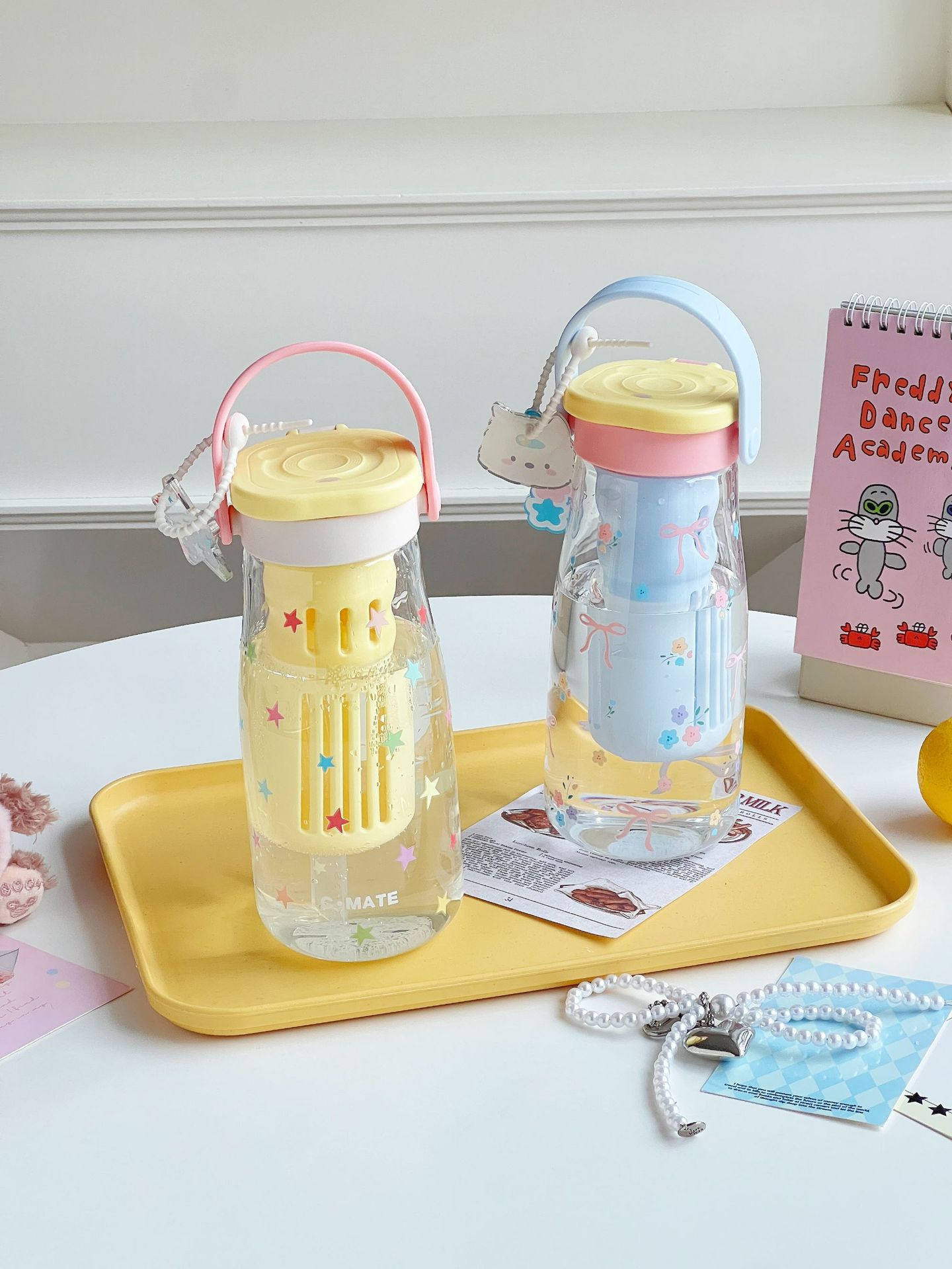 简约冷萃花茶杯水杯女生便携茶水分离杯吸管玻璃杯高颜值泡茶杯详情3