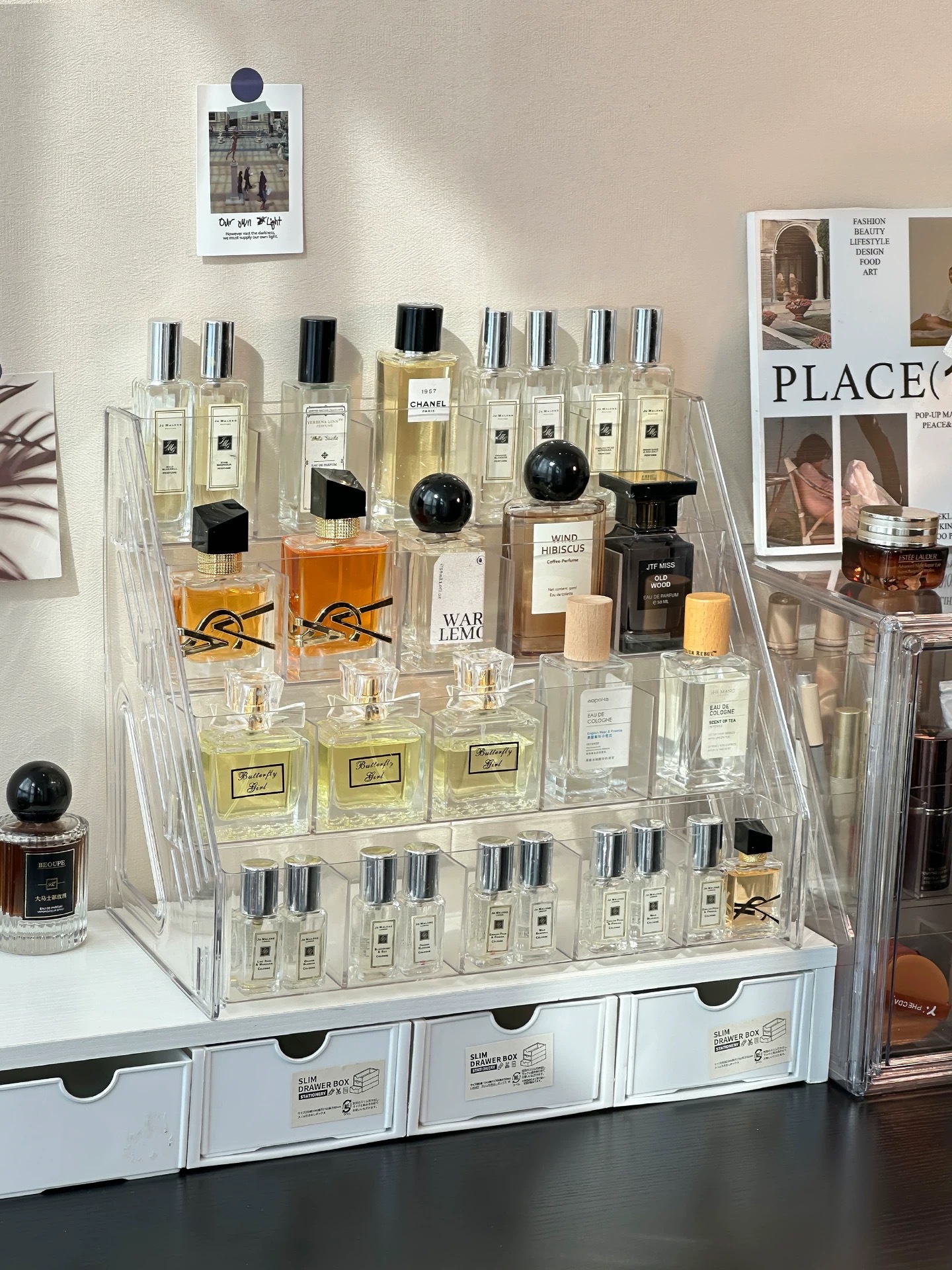 Stepped perfume display stand, desktop cosmetics storage box, skin care product rack, acrylic multi-layer lipstick rack pic 10