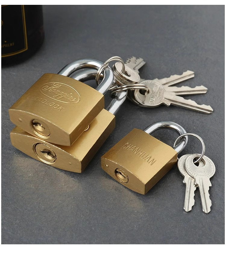 Old-fashioned lock, copper lock, universal safety door lock, stainless steel padlock, home dormitory anti-theft small copper lock, pure copper Chinese style pic 7