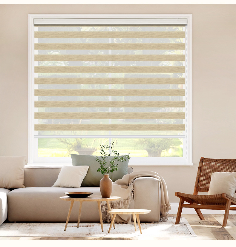 New Chinese-style faux linen soft gauze blinds, Venetian blinds, roller blinds, double-layer bathroom roll-and-pull shading and sunshade zebra blinds pic 11