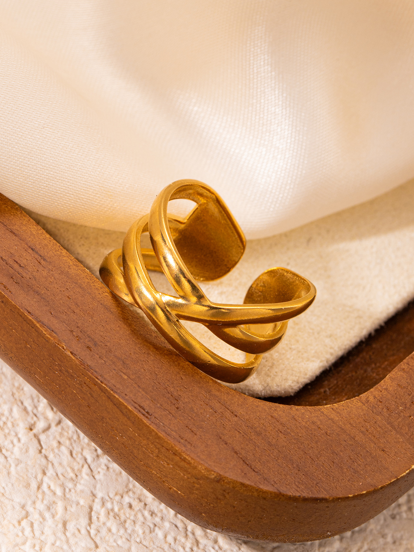 欧美时尚ins风简约钛钢戒指18k镀金不规则几何不锈钢女士饰品热销详情23