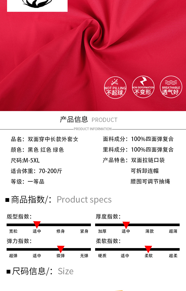 两面穿休闲风衣女春秋中长款外套2024新款大码宽松秋季上衣批发详情7