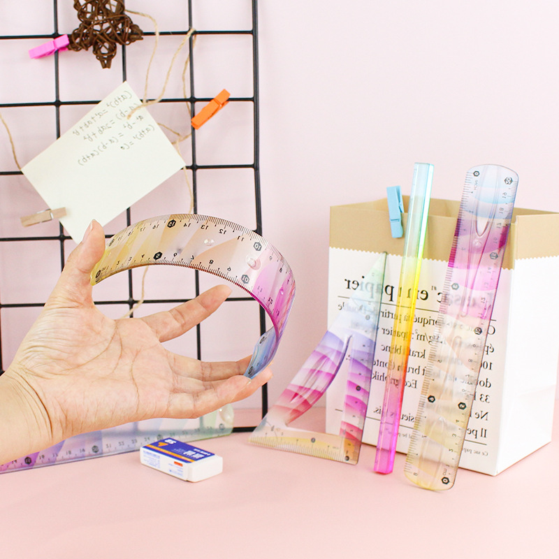 The manufacturer can order a four-piece set of foreign trade flexible rulers for students, 20/30cm, which can be bent and easily reached pic 11