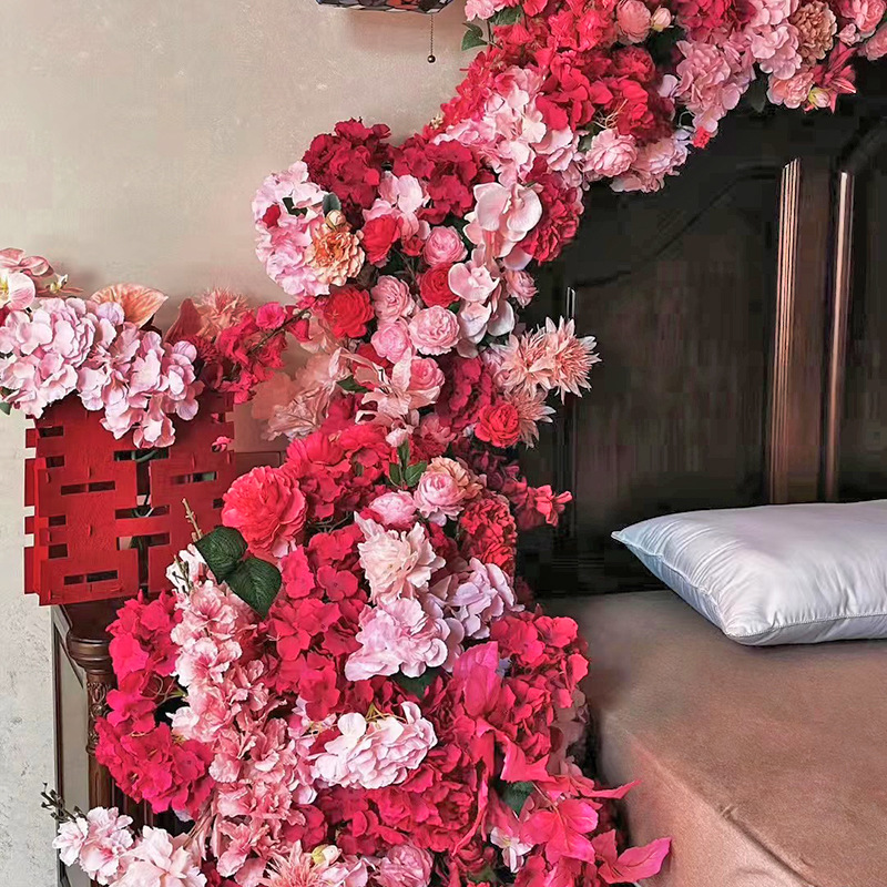 仿真假花新款红色系婚礼婚庆装饰路引花户外拍摄道具软装绢花婚庆用品婚礼拱形门详情1