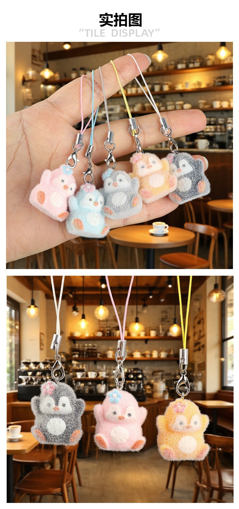 New cartoon and cute plush three-dimensional resin penguin key chain bag pendant, mobile phone lanyard gift wholesale pic 5