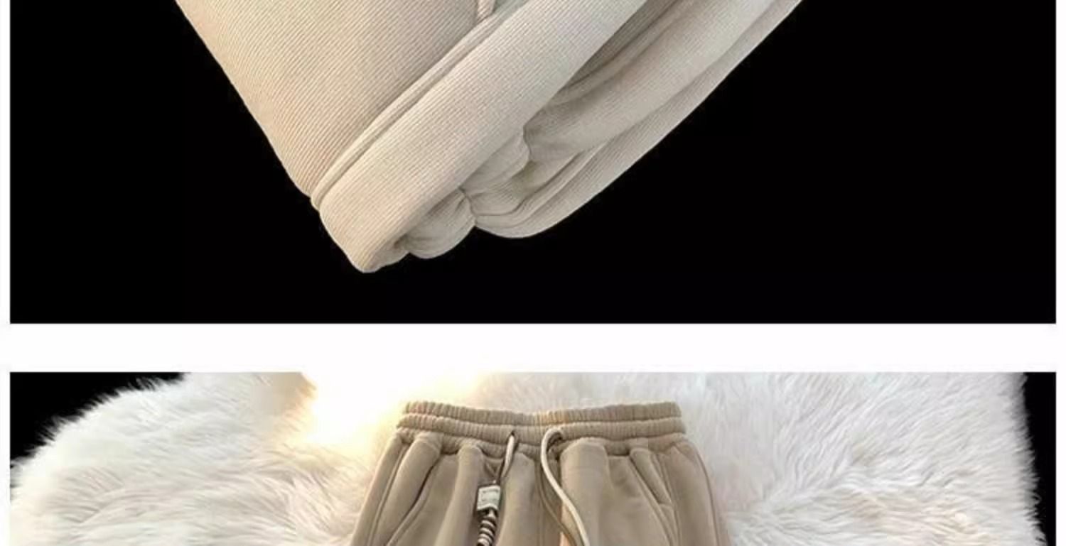 男女童休闲裤秋冬新款加绒加厚运动冬装中大童阔腿羊驼绒束脚长裤详情13